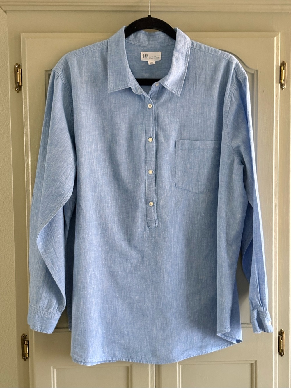 GAP‎ Blue Linen Blend Popover Long Sleeve Top /Tunic | Size XXL